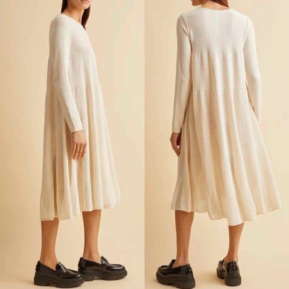 Merlette Addison Lightweight Long Sleeve Sweater Dress Size Small Cream - Picture 8 of 10